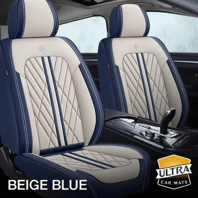 Beige & Blue Car Seat Covers
