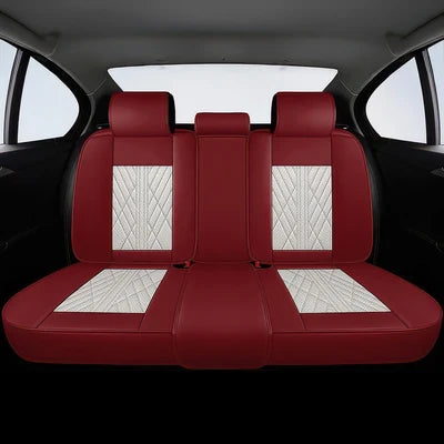 Beige & Red Car Seat Covers