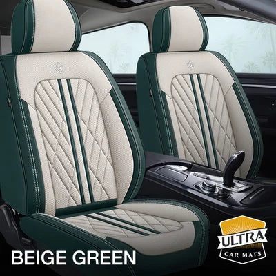 Beige & Green Car Seat Covers