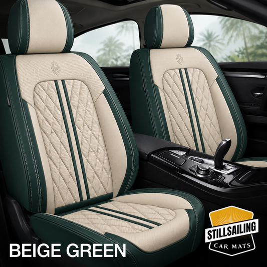 Beige & Green Car Seat Covers