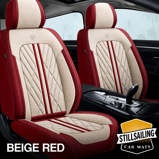 Beige & Red Car Seat Covers