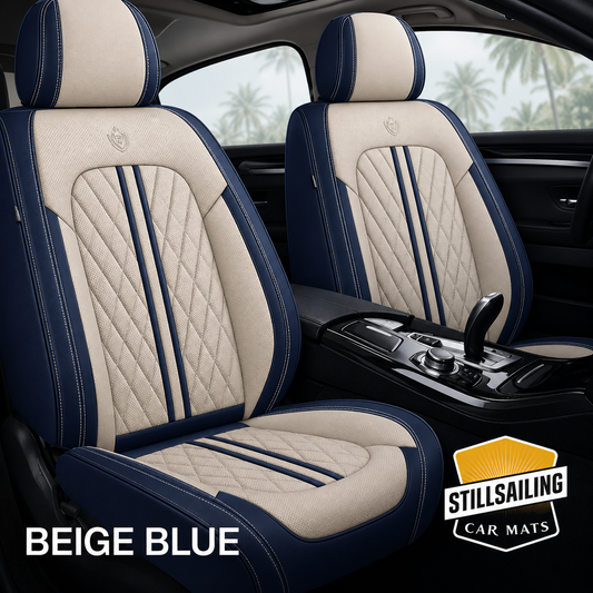 Beige & Blue Car Seat Covers